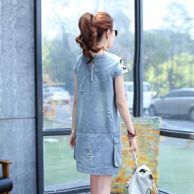 ĐẦM JEAN SUÔNG 2 TÚI THÊU CHỮ - NJ952